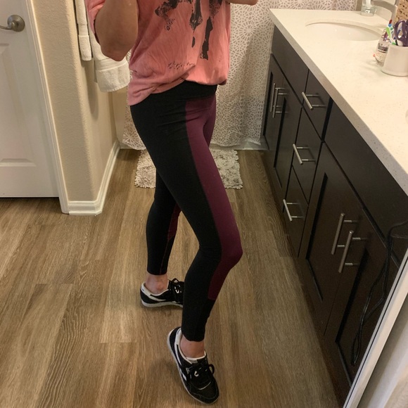 Prana Pants - Prana burgundy and black leggings